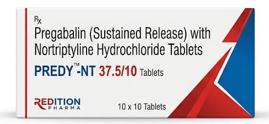 PREDY-NT 37.5/10 Tablets (Pregabalin (Sustained Release) 37.5mg with Nortriptyline Hydrochloride 10mg Tablets) — Redition Pharma Formulations