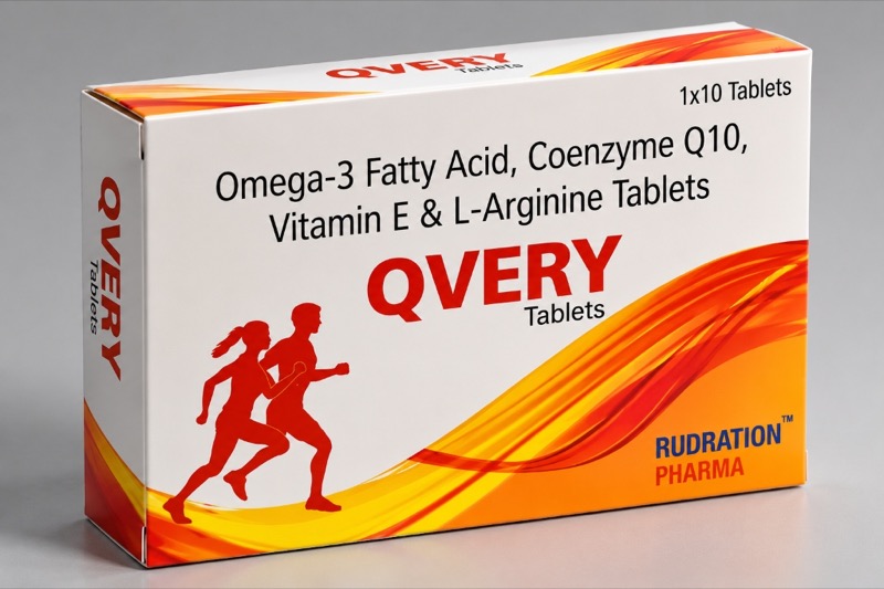 QVERY Tablets (Omega-3 Fatty Acid 500mg, Coenzyme Q10 100mg, Vitamin E (as Acetate) 100 IU & L-Arginine 250mg Tablets) — Redition Pharma Formulations